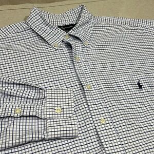 Ralph Lauren‎ Big Shirt Mens L Checkered Button Down Long Sleeve Cotton Polo